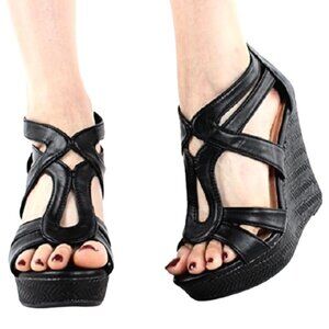 Top Moda Gladiator Crisscross Strappy Open Toe Platform Wedge Sandals Shoes 10